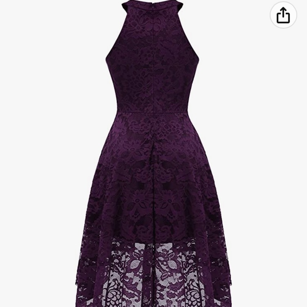 Women's Halter Floral Lace Cocktail Party Dress Hi-Lo Bridesmaid Dress